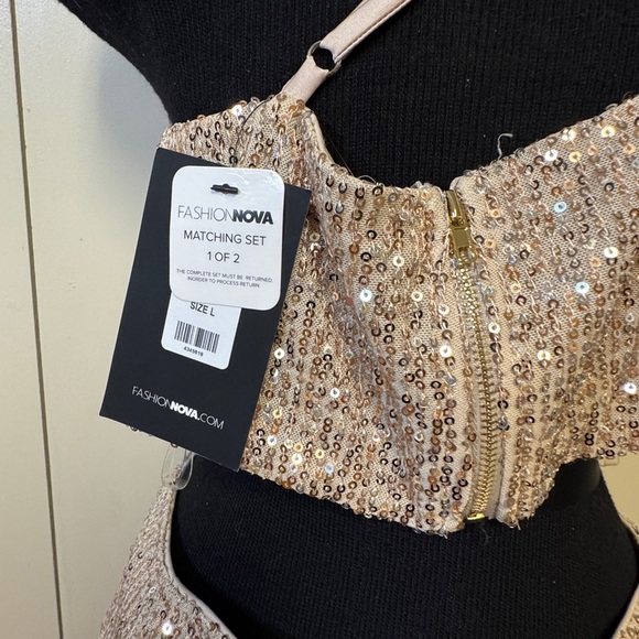 Fashion Nova 2 piece Sequin Dress in Gold - Picture 7 of 7